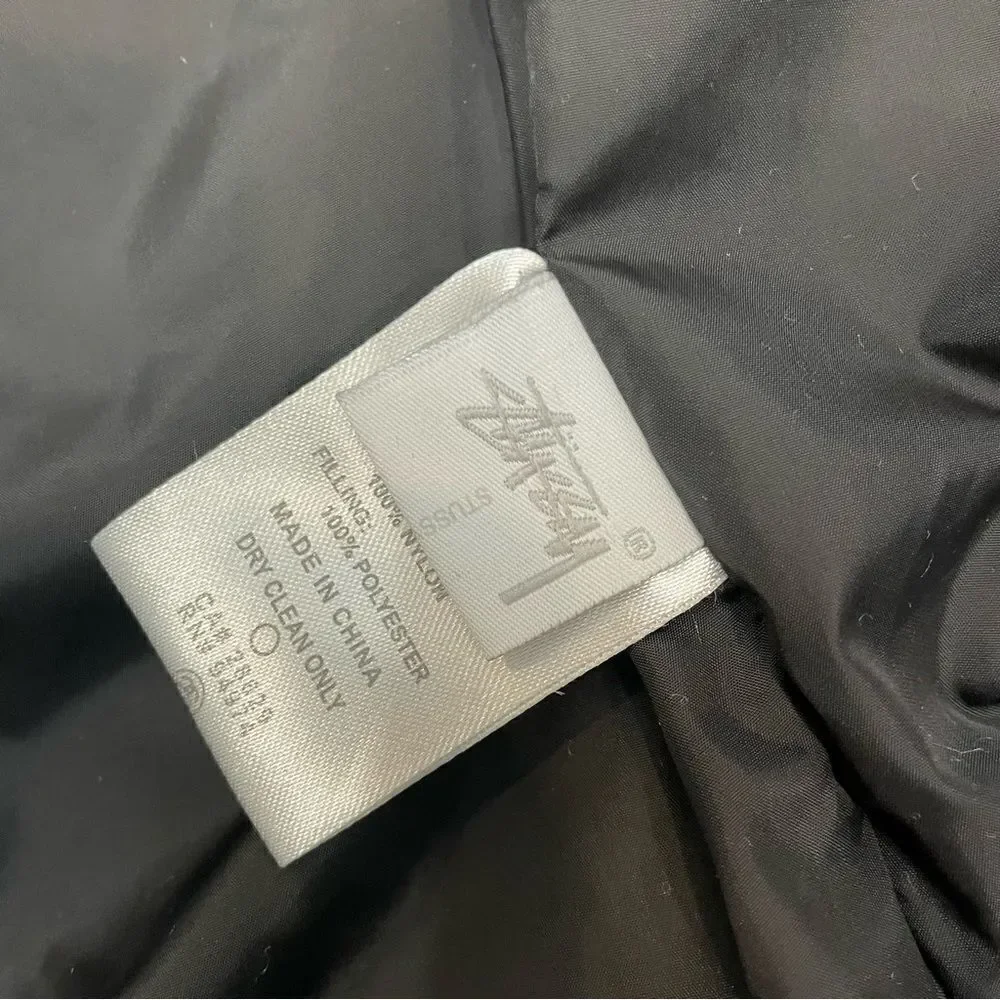 Stussi Black Wool long varsity jacket coat sz XS - Picture 12 of 12